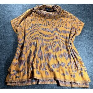 Ali Miles Poncho Sweater Womens Small Medium Tiger Print Cowl Neck Basic Chic